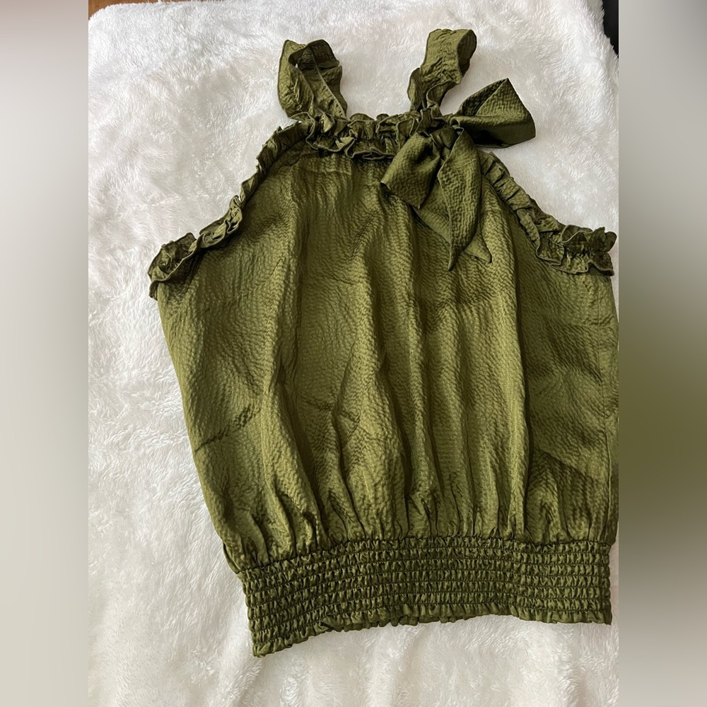 Bebe Olive Ruffle Tank Top - Picture 6 of 9